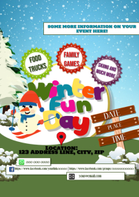 Family Winter Christmas Fun Day Event A5 template