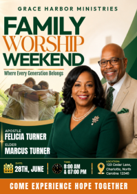 Family Worship Weekend Church Event A4 template