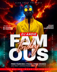 Famous friday night dance live dj mix music street party event invite promotion poster template Instagram Portrait