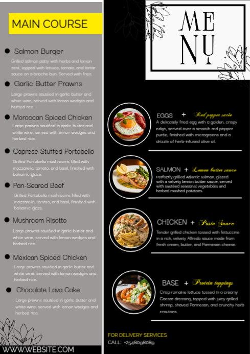 Fancy menu template | PosterMyWall