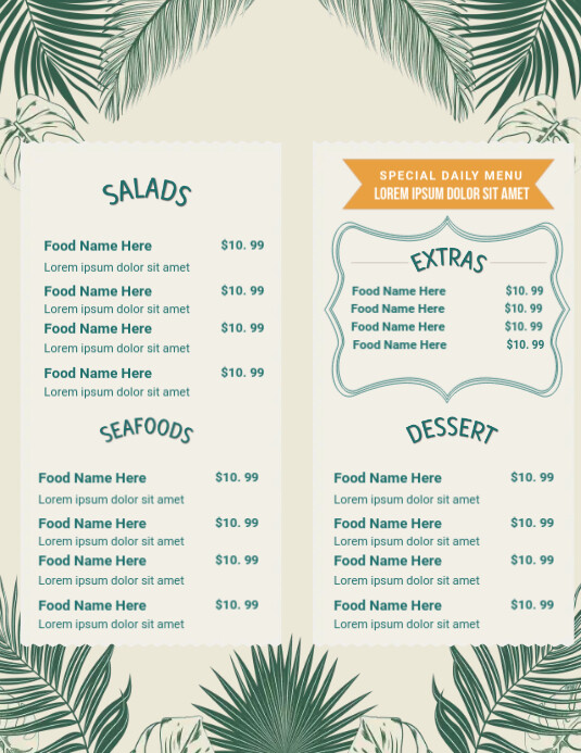 None Blue Restuarant Menu.pdf White Blue Restaurant Menu A4 Template | PosterMyWall