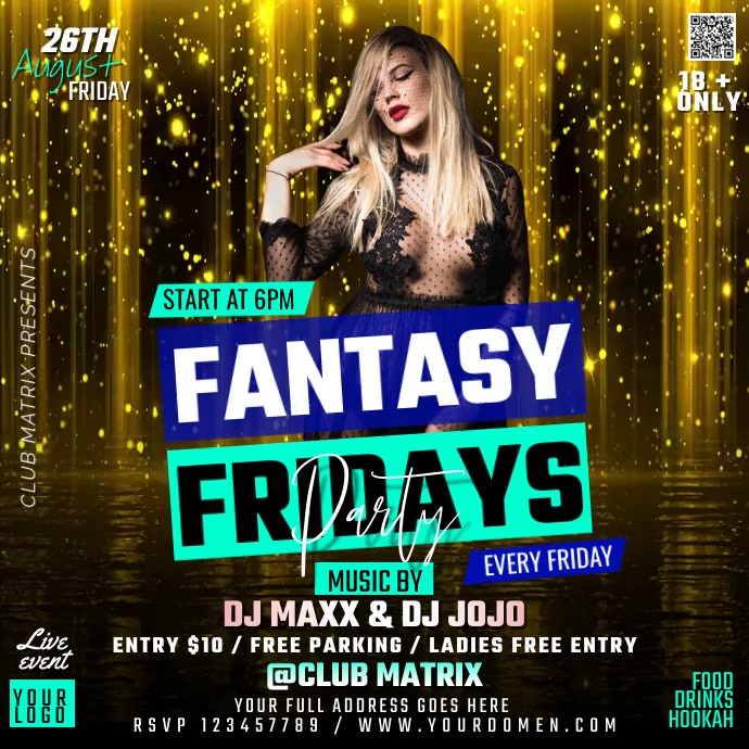 FANTACY FRIDAY PARTY Instagram Plasing template