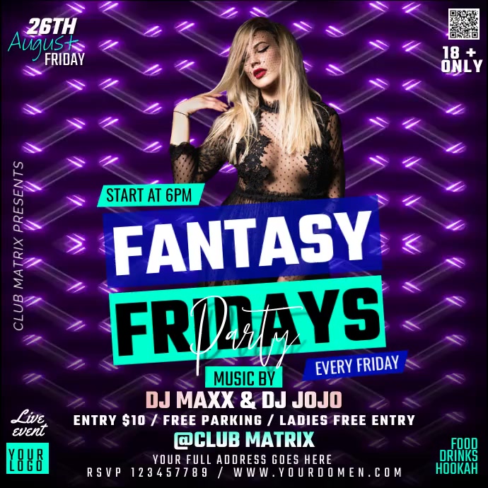 FANTACY FRIDAY PARTY Publicação no Instagram template