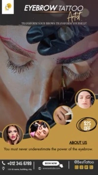 Eyebrow Tattoo Flyer Template | Beauty Cosmetic Salon Promo Historia de Instagram