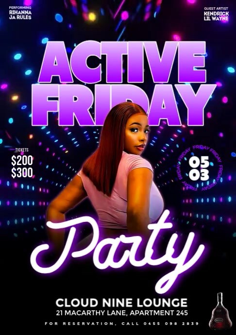 Fantasy Active Friday Night Club Event Flyer A4 template
