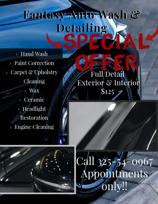 Fantasy Auto Wash & Detailing Ulotka (US Letter) template