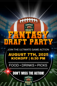 Fantasy draft party 2025 Cartaz template