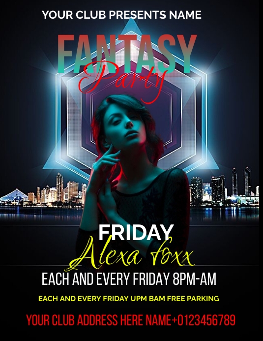 FANTASY FRIDAY NIGTH party Pamflet (VSA Brief) template