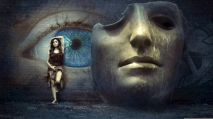 fantasy surreal mask background Ekran reklamowy (16:9) template