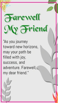 farewell, farewell card Affichage numérique (9:16) template