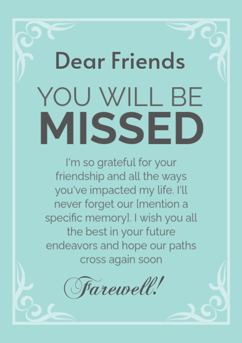 Farewell Card Template | PosterMyWall