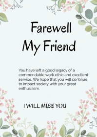farewell card design template A6