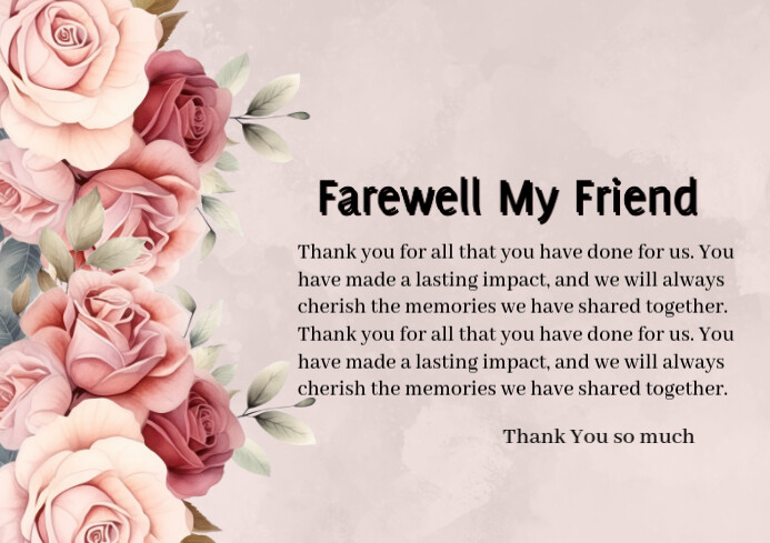 Farewell card Template A4
