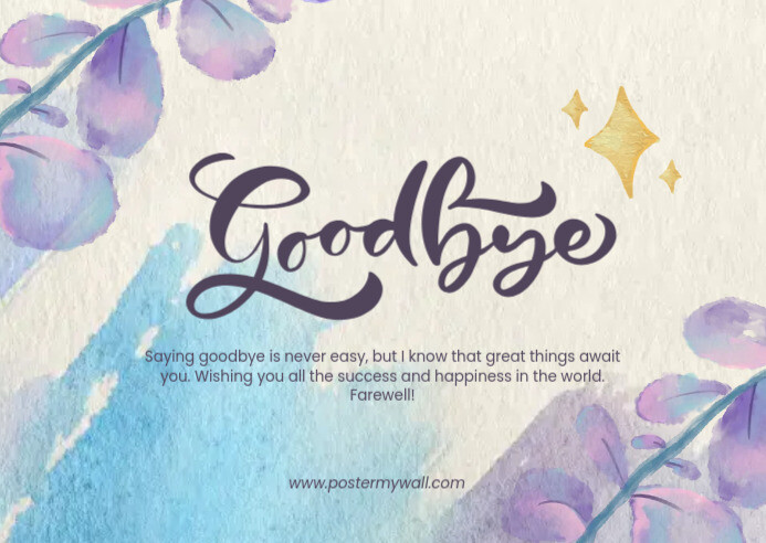 Professional Bye farewell card template เทมเพลต | PosterMyWall