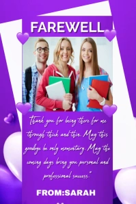 Farewell greeting card template design Pinterest Graphic