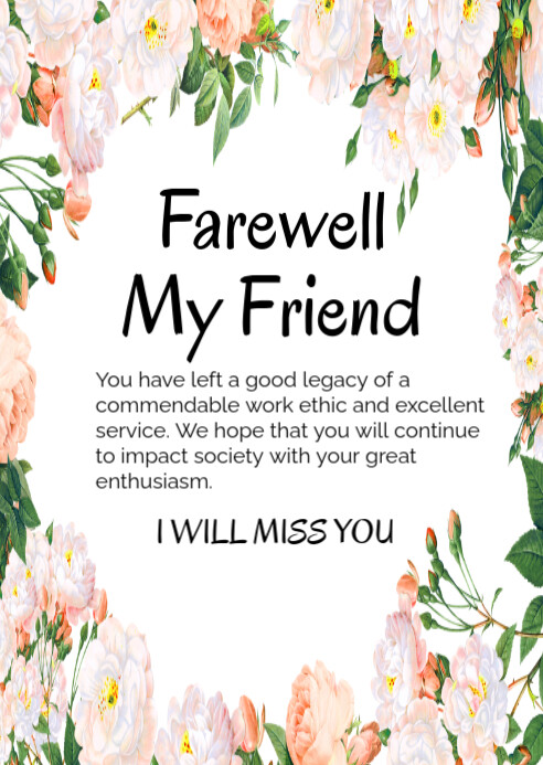 Farewell My friend A6 template