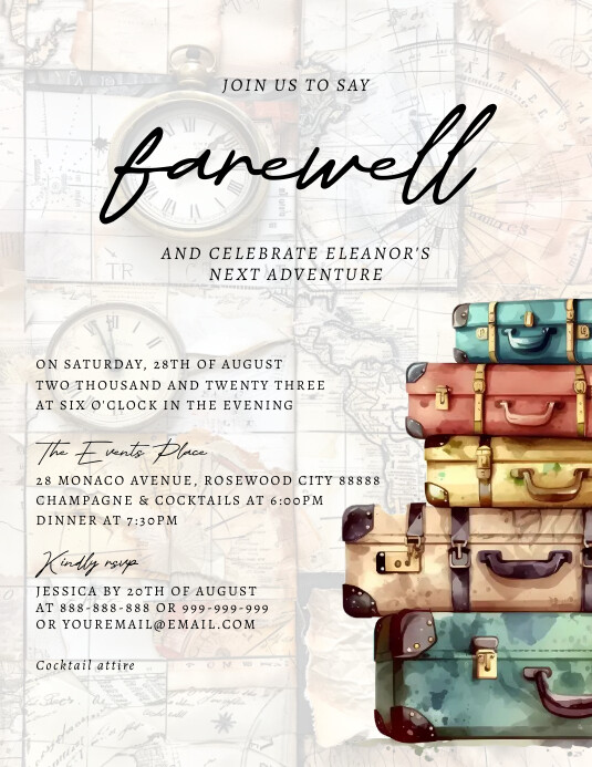 Farewell Party Flyer (US-Letter) template