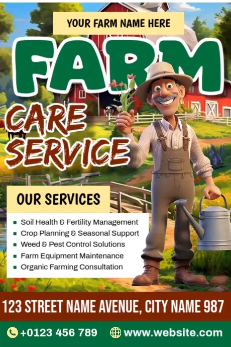 Farm Care Service 海报 template