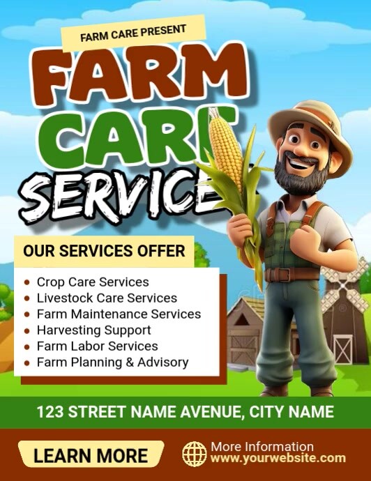 Farm Care Services Ads Folheto (US Letter) template