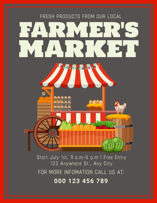 farmer's market, market place, event Ulotka (US Letter) template