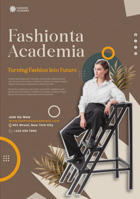 Fashion academy flyer template A4
