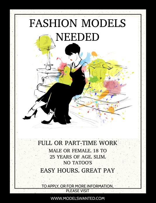 Model Needed Poster FASHION MODELS WANTED Template | PosterMyWall