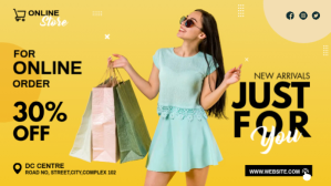Orange Online Shopping Promotion Facebook Cover Video Template