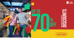 Red Shopping Discounts Annuncio Facebook Template