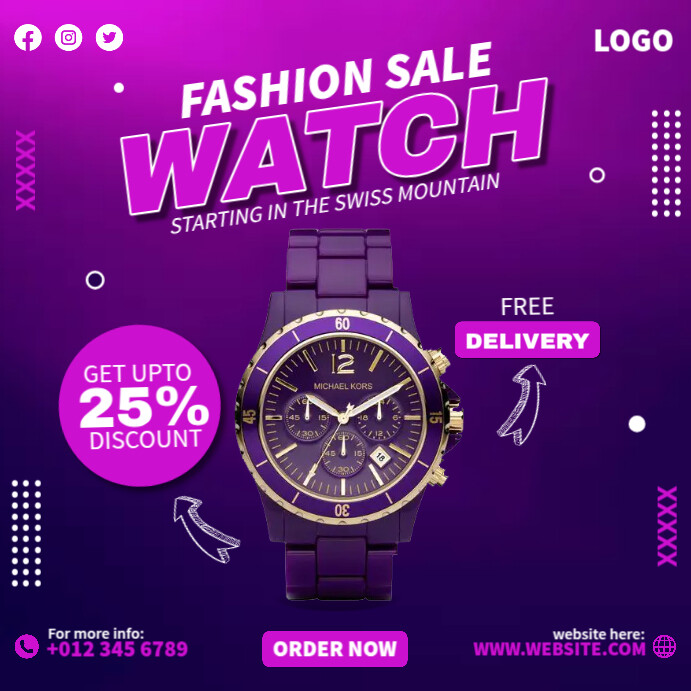 Fashion Sale Watch Ads Template PosterMyWall