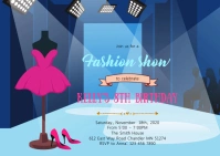Fashion show birthday invitation A6 template
