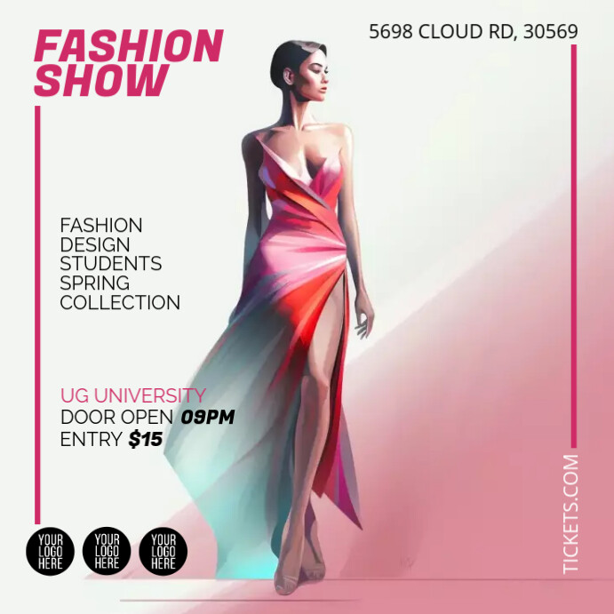 Fashion show flyer, pageant ad Instagram Post template