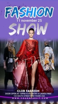 Fashion show night party video flyer Display digitale (9:16) template
