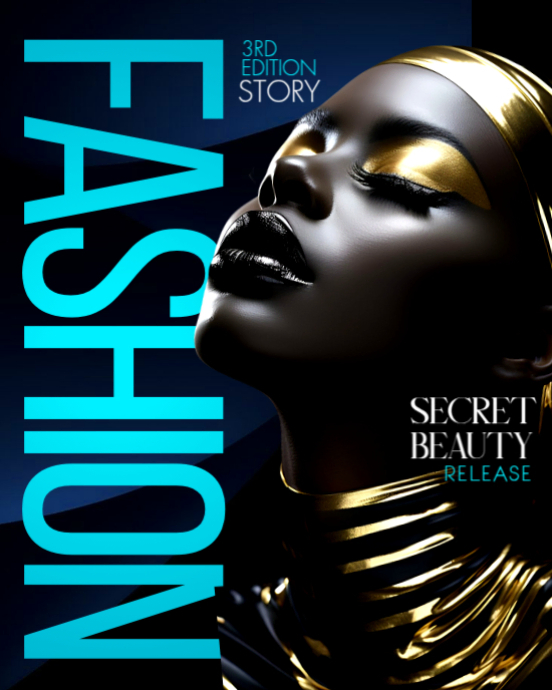 Fashion vogue black african woman beauty magazine editable printable 3d cover design template Instagram Portrait