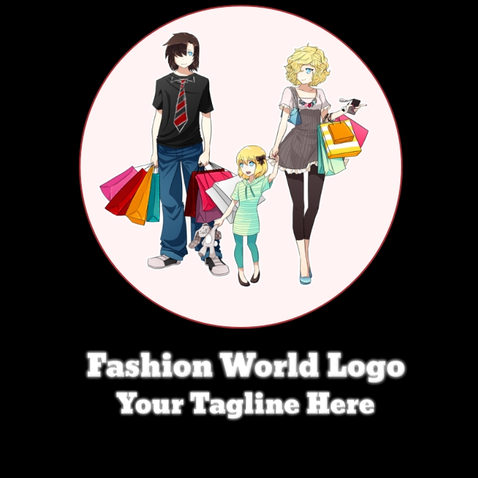 Plantilla de fashion world logo black and white color | PosterMyWall