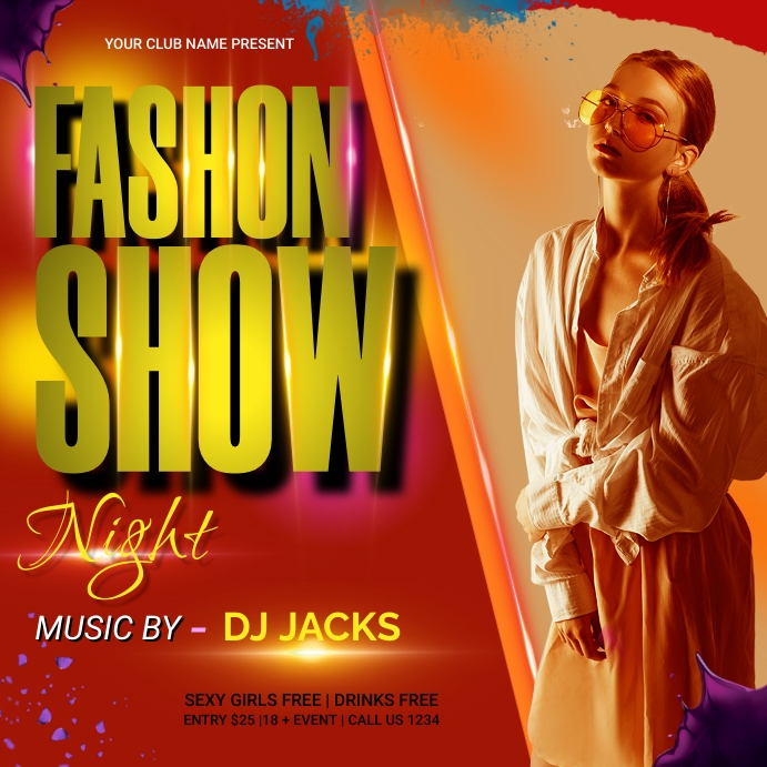fashon show flyer Publicação no Instagram template