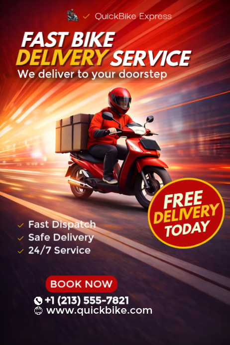 Bike Delivery Service Posters Template | PosterMyWall