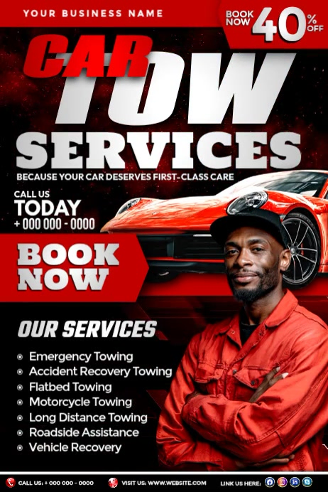 Fast Car Towing Service Assistance Template | PosterMyWall