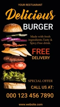 fast food, delicious burger,restaurant,burger Umbukiso Wedijithali (9:16) template