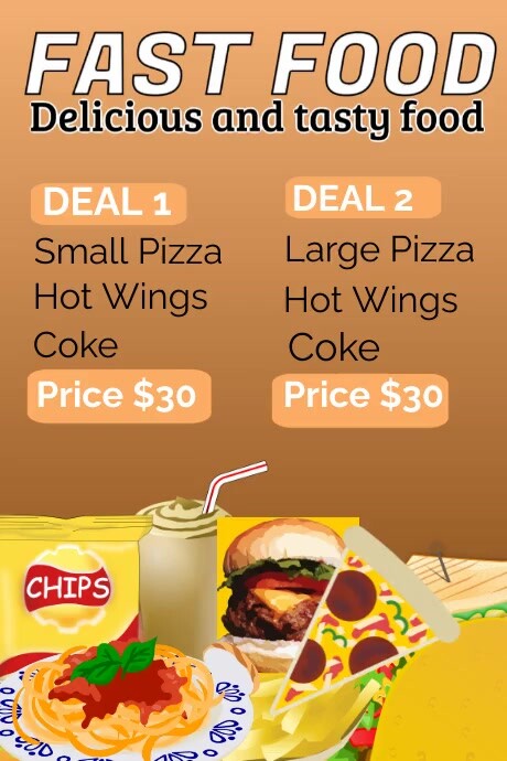 Fast food ad flyer design & ads menu Template | PosterMyWall