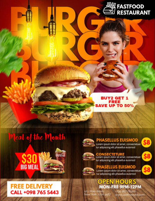 Fast Food Business Volantino (US Letter) template