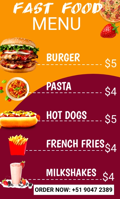 Fast Food Digital Menu Display Template | PosterMyWall