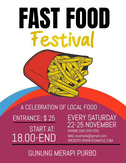 Fast food flyer, fast food poster ad Ulotka (US Letter) template