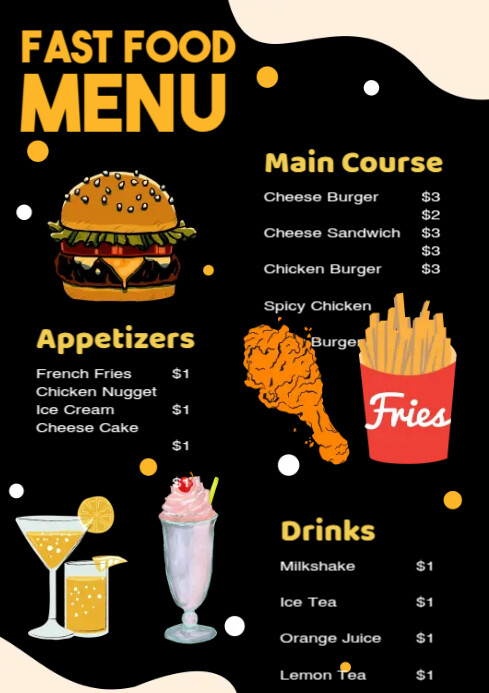 Fast Food Menu Ads Template | PosterMyWall