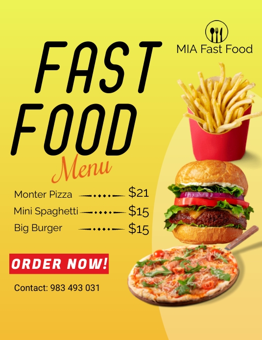 Fast food Menu Template | PosterMyWall