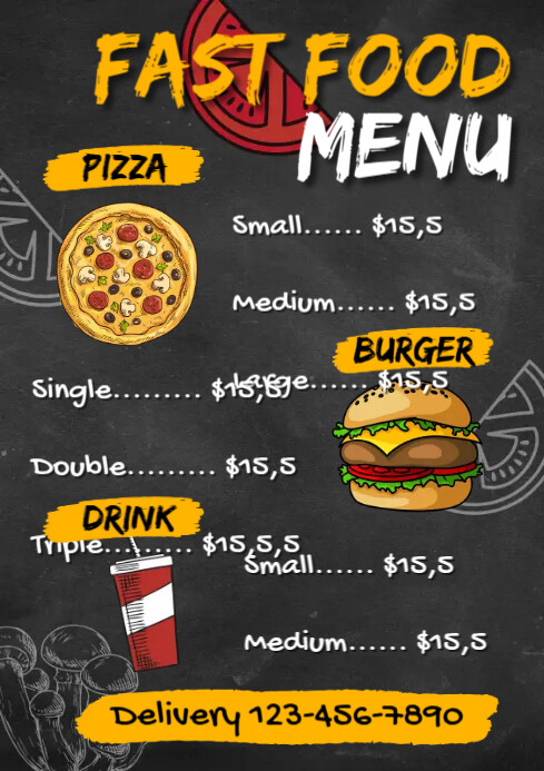 Fast Food Menu Template | PosterMyWall