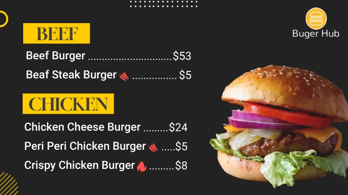 Fast Food Menu Digital Signage Template | PosterMyWall