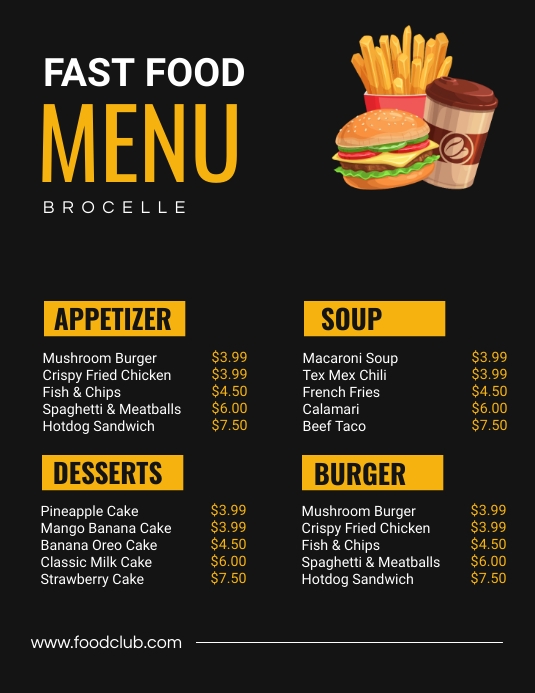 Plantilla de Fast food menu flyer template | PosterMyWall