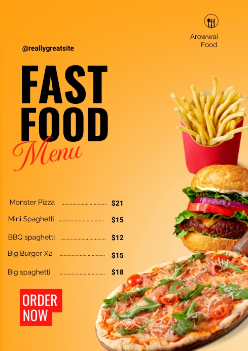 Fast food menu flyer template | PosterMyWall