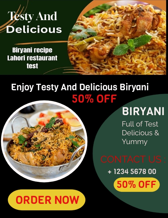 Fast food menu flyer template