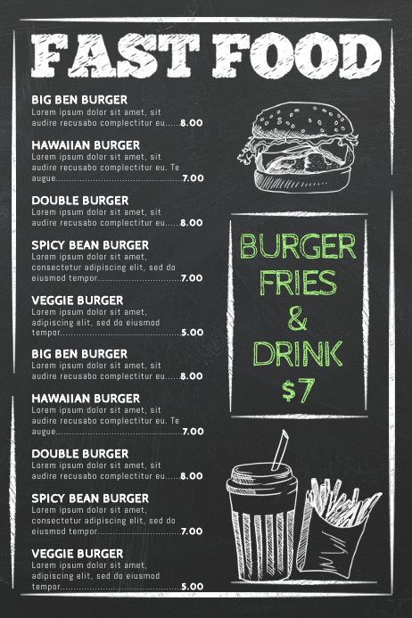 Fast Food Menu Template Postermywall
